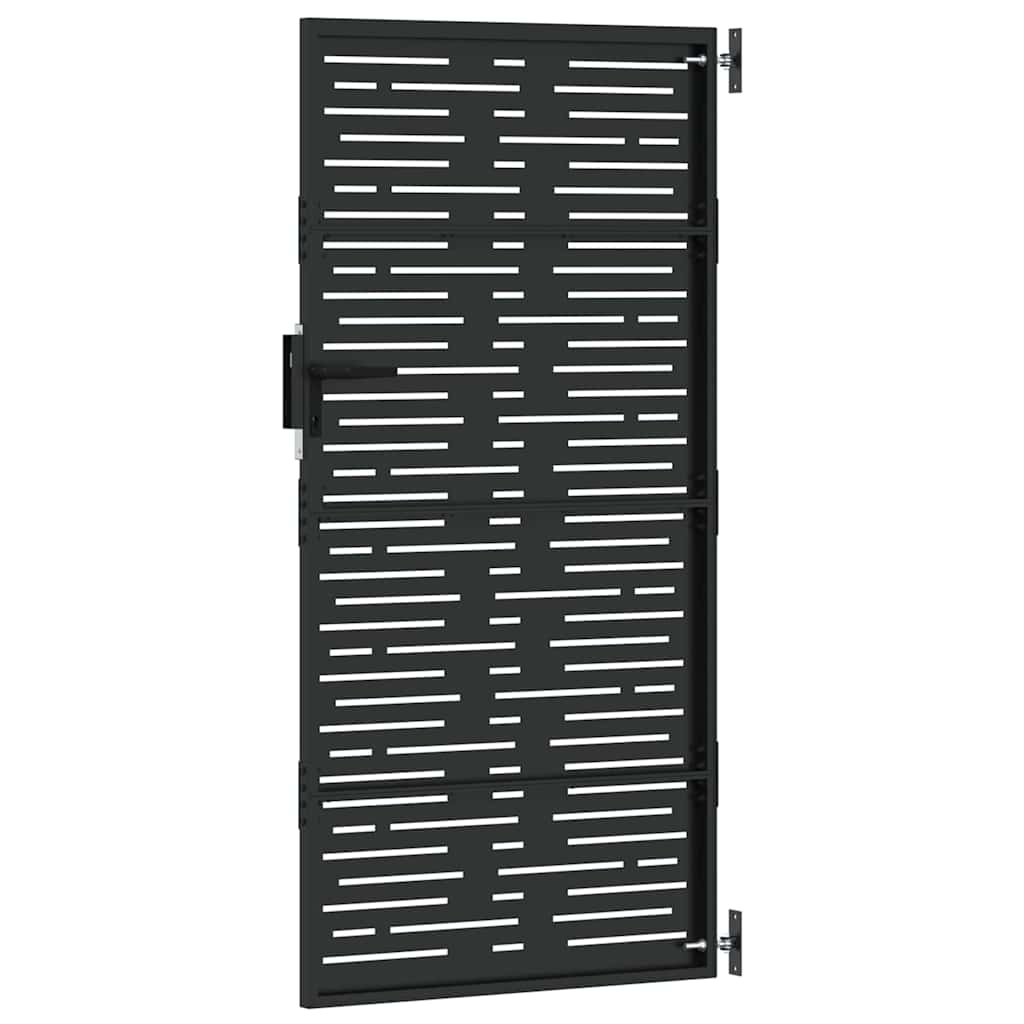 Haveport 85 x 200 cm Pulverlakeret Stål Sort Låses