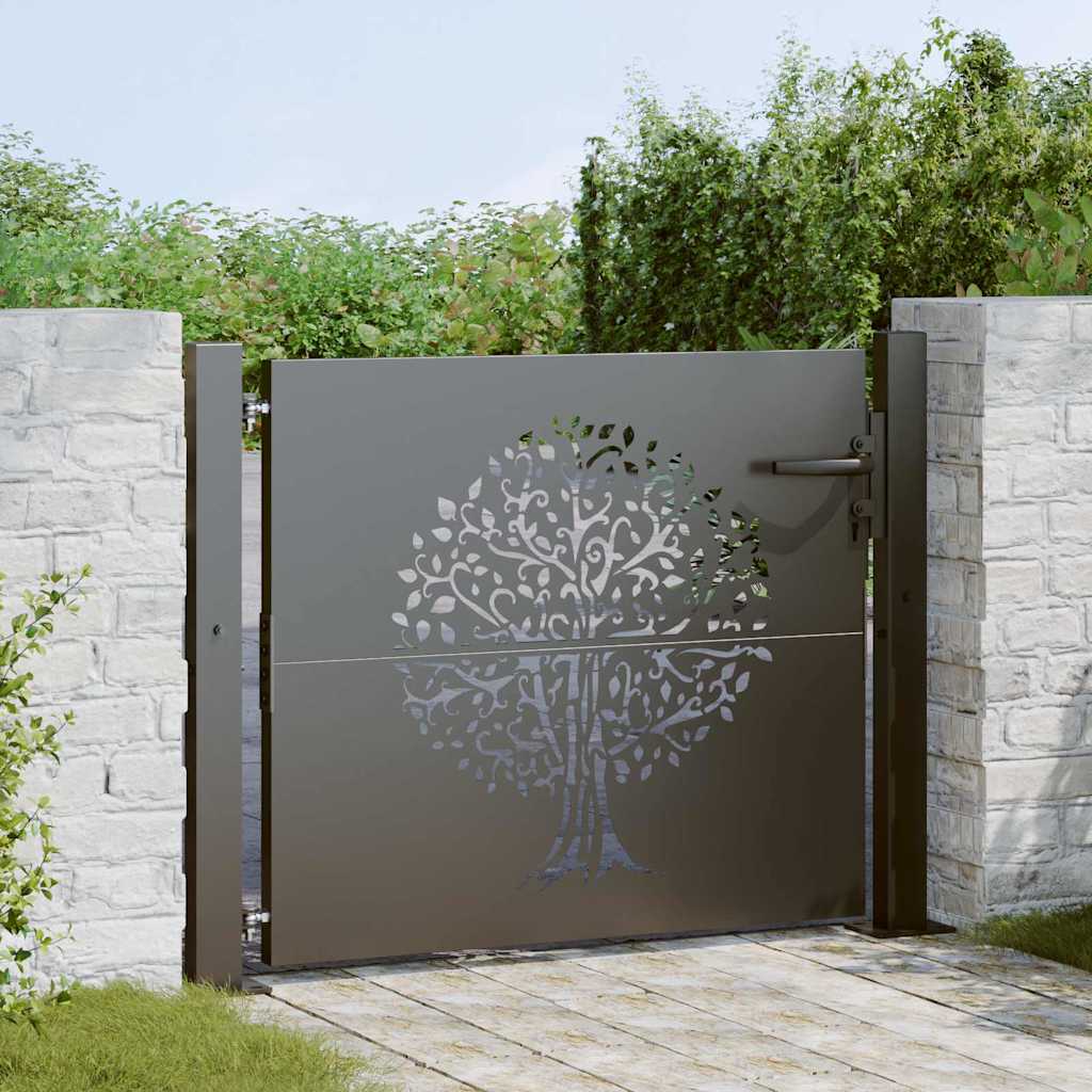 Haveport 110 x 105 cm Pulverlakeret Stål Sort Låses