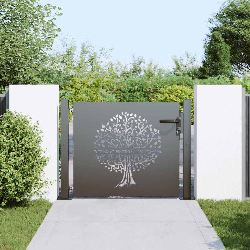 Haveport 110 x 105 cm Pulverlakeret Stål Sort Låses