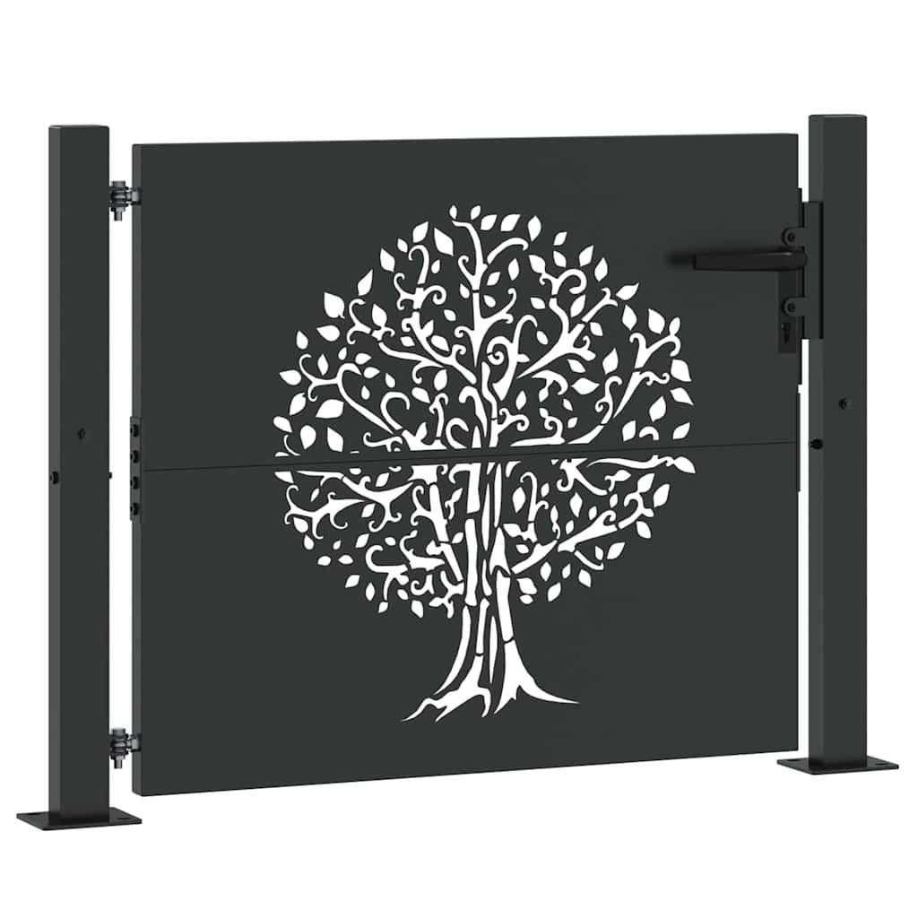 Haveport 110 x 105 cm Pulverlakeret Stål Sort Låses