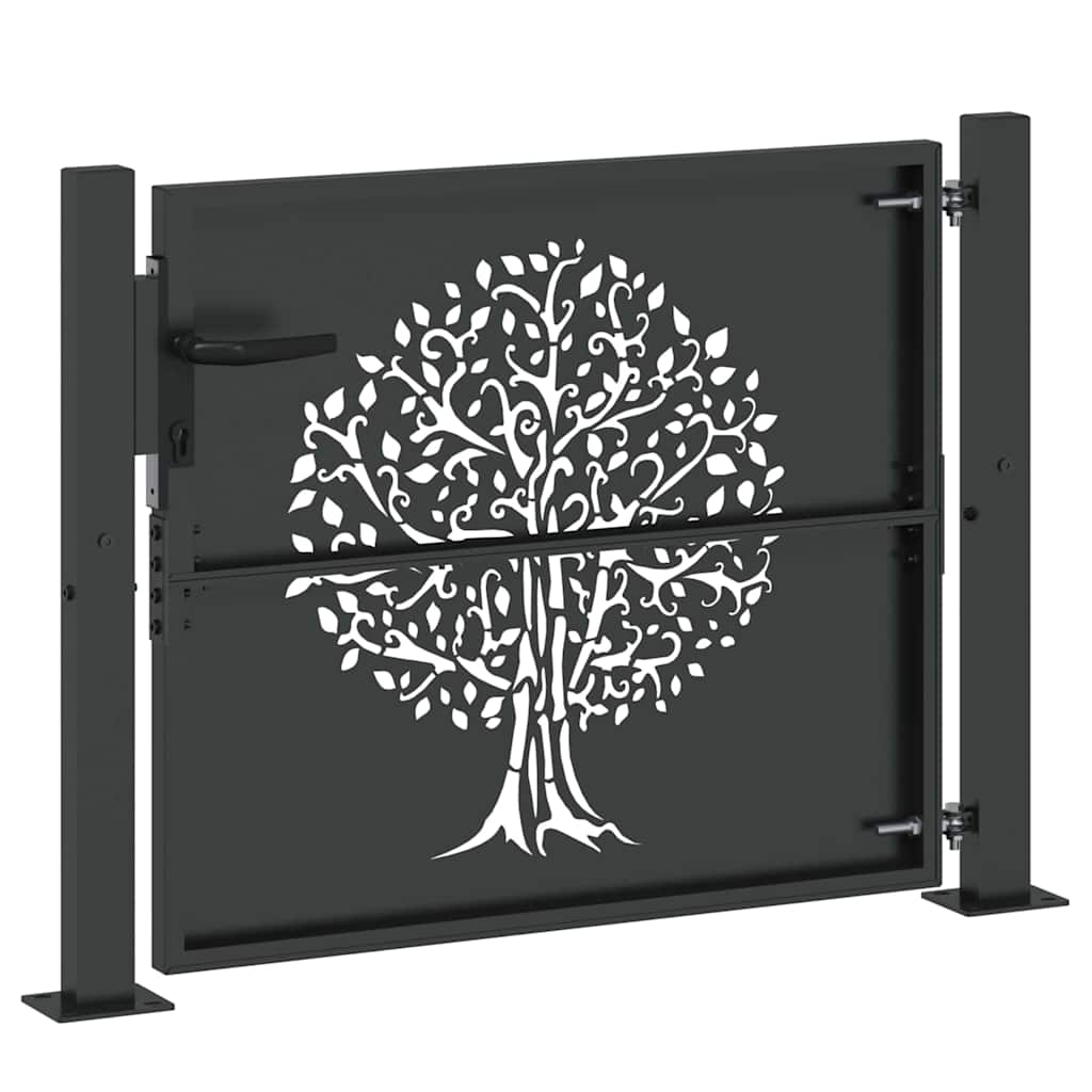Haveport 110 x 105 cm Pulverlakeret Stål Sort Låses