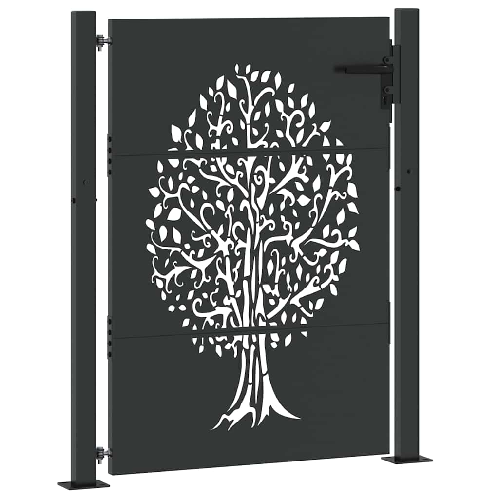 Haveport 110 x 130 cm Pulverlakeret Stål Sort Låses