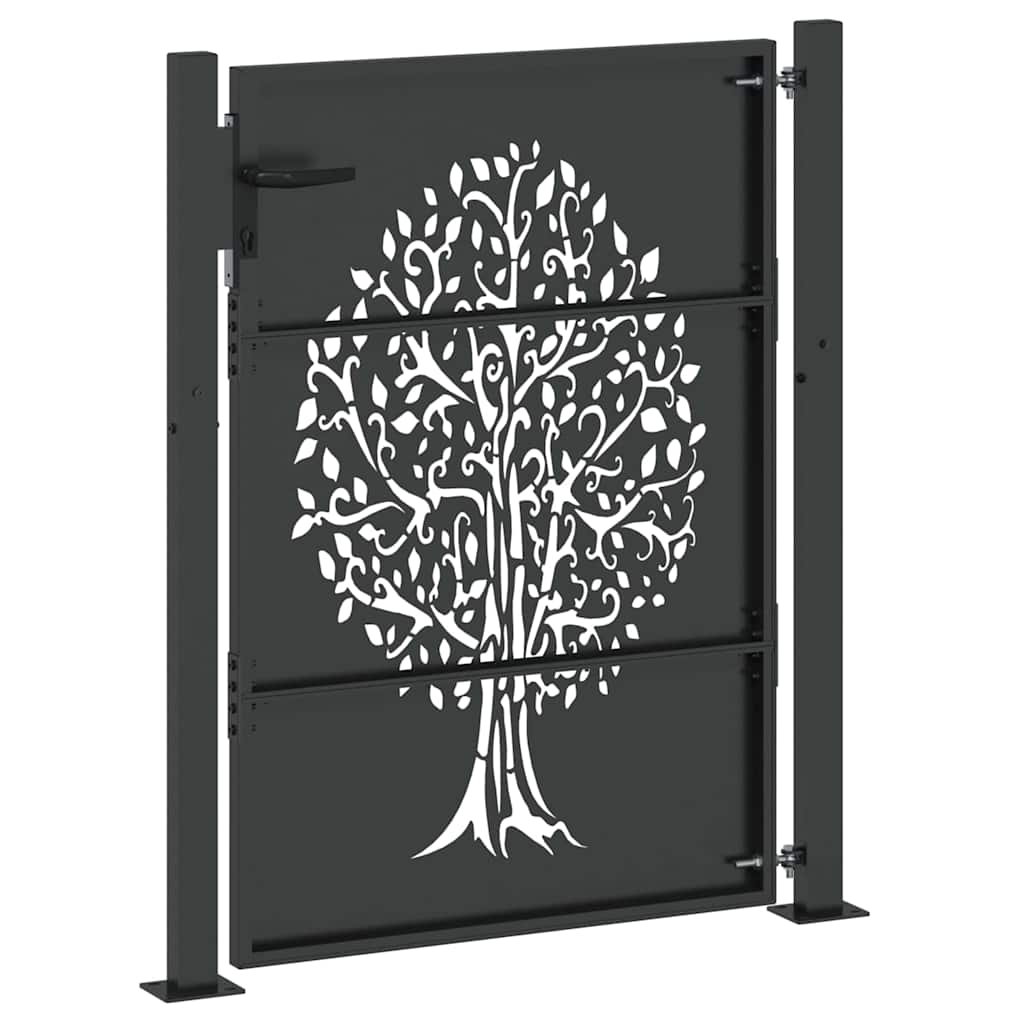 Haveport 110 x 155 cm Pulverlakeret Stål Sort Låses