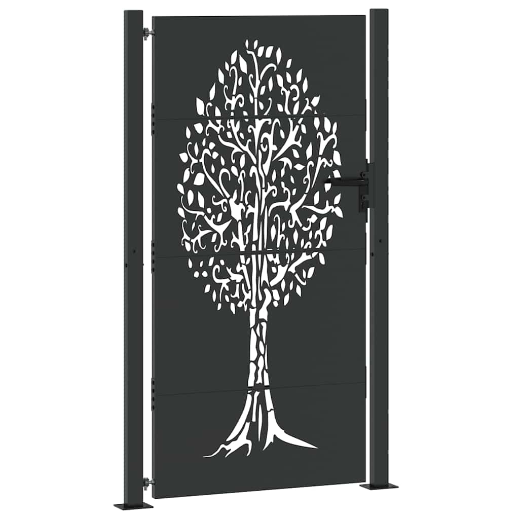 Haveport 110 x 205 cm Pulverlakeret Stål Sort Låses