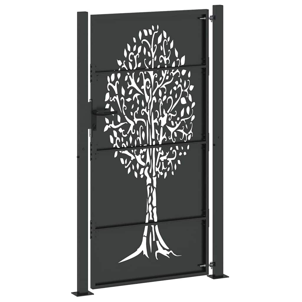 Haveport 110 x 205 cm Pulverlakeret Stål Sort Låses