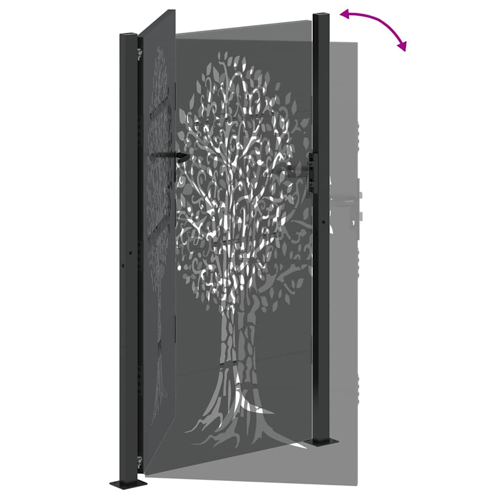 Haveport 110 x 205 cm Pulverlakeret Stål Sort Låses