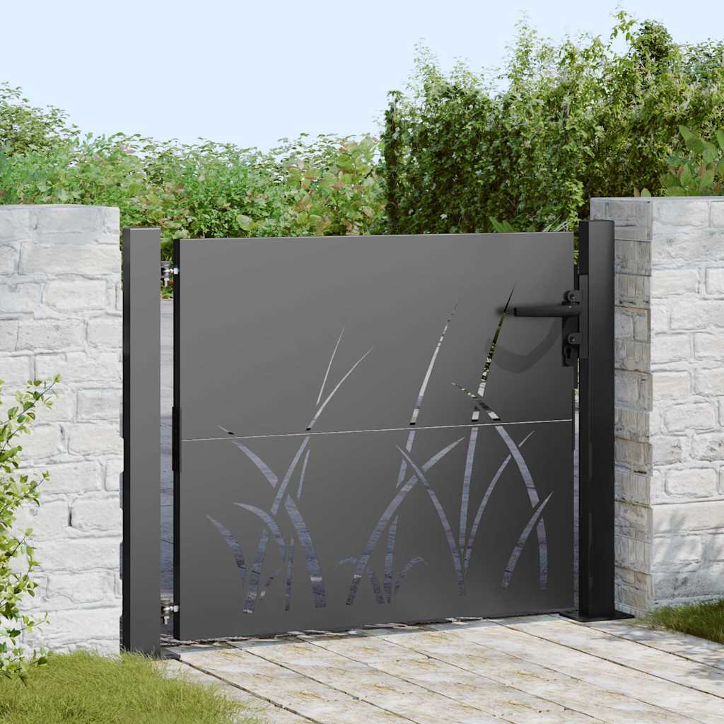 Haveport 110 x 105 cm Pulverlakeret Stål Sort Låses