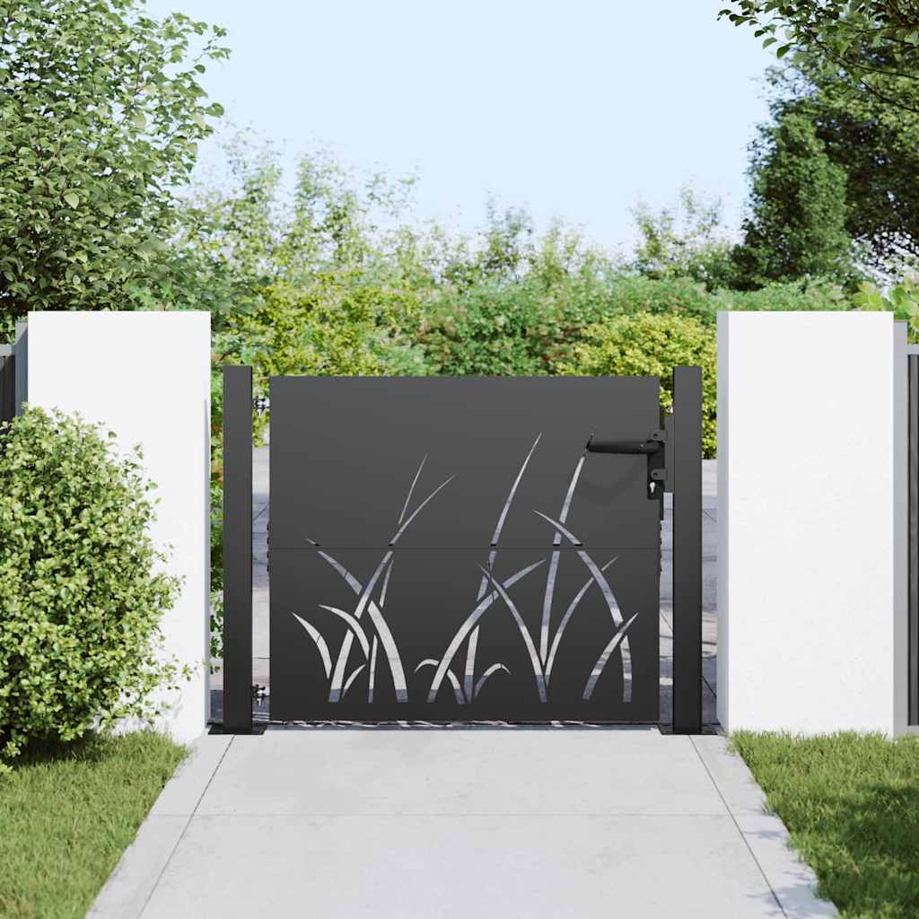 Haveport 110 x 105 cm Pulverlakeret Stål Sort Låses