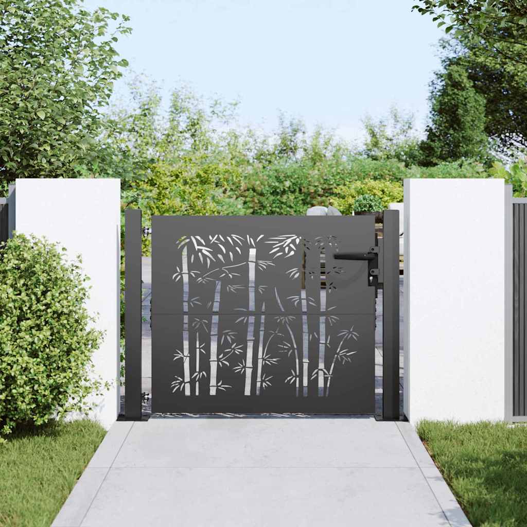 Haveport 110 x 105 cm Pulverlakeret stål Sort Låses