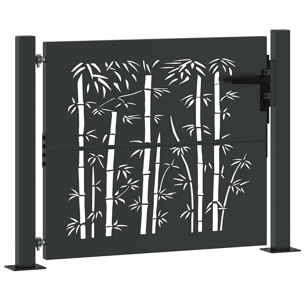 Haveport 110 x 105 cm Pulverlakeret stål Sort Låses