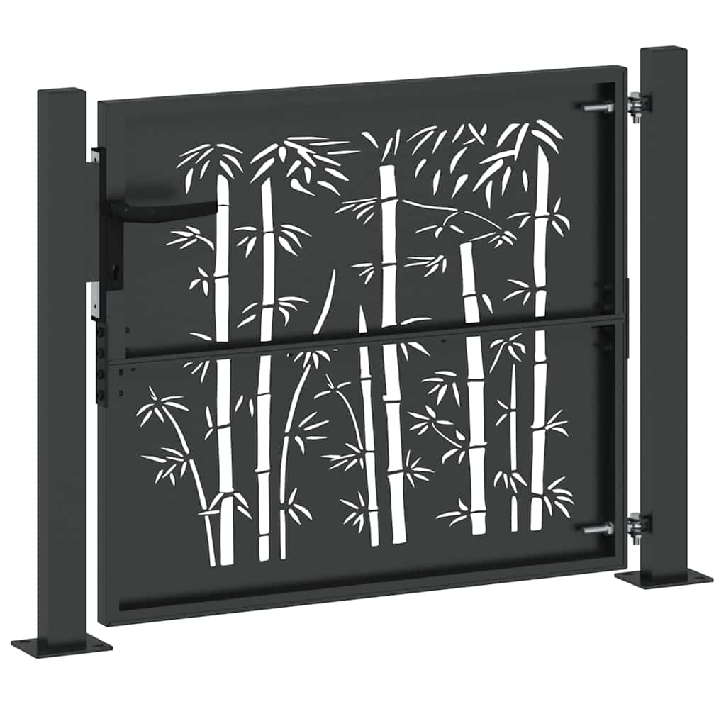 Haveport 110 x 105 cm Pulverlakeret stål Sort Låses
