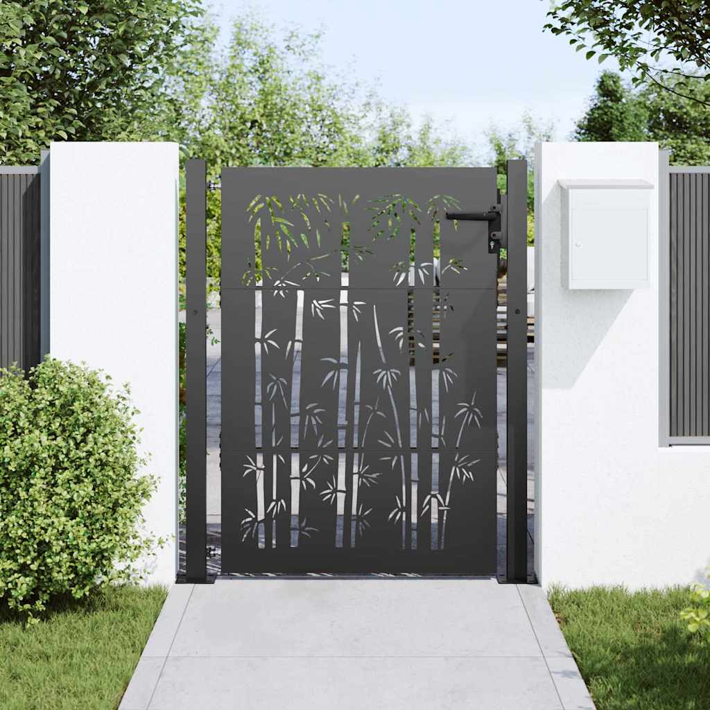 Haveport 110 x 130 cm Pulverlakeret stål Sort Låses