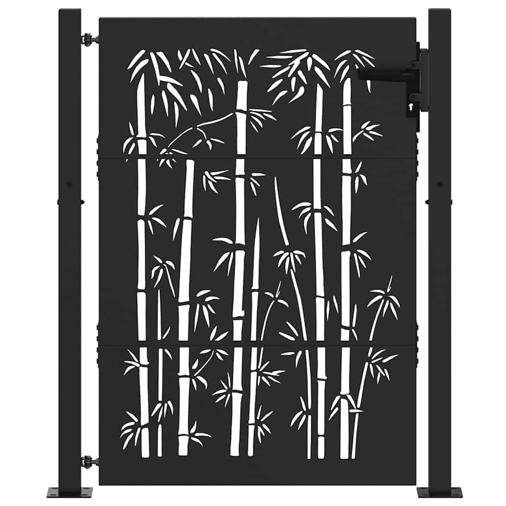 Haveport 110 x 130 cm Pulverlakeret stål Sort Låses