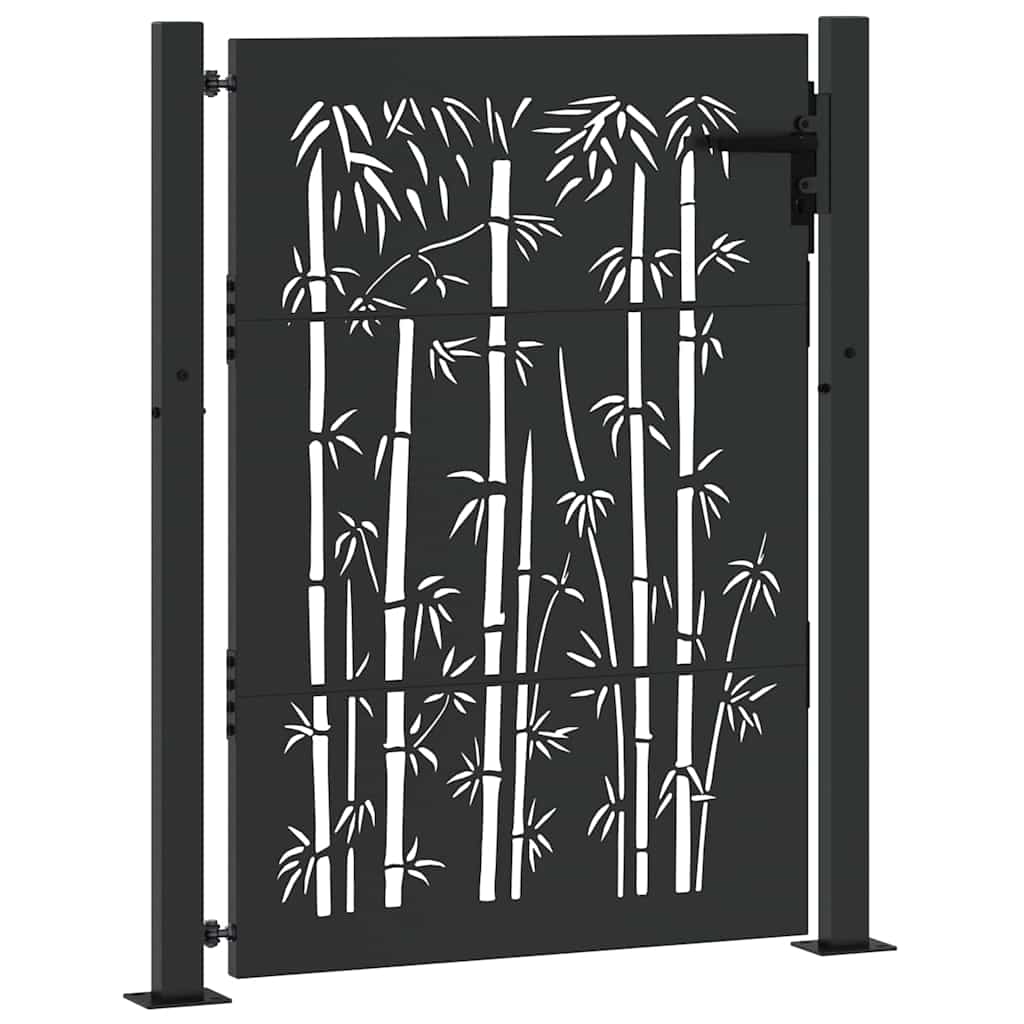 Haveport 110 x 155 cm Pulverlakeret stål Sort Låses