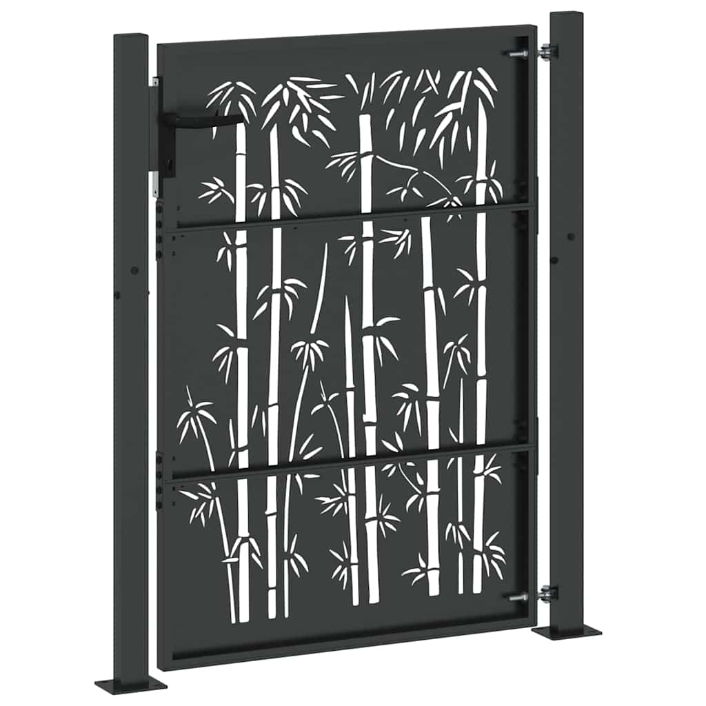 Haveport 110 x 155 cm Pulverlakeret stål Sort Låses
