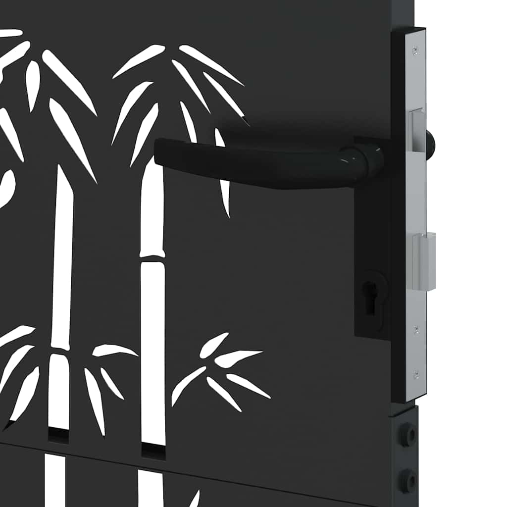Haveport 110 x 205 cm Pulverlakeret stål Sort Låses