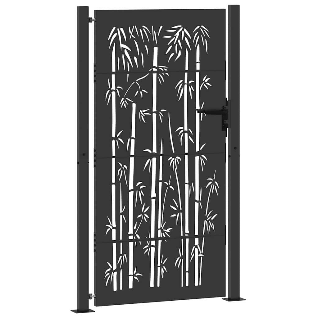 Haveport 110 x 205 cm Pulverlakeret stål Sort Låses