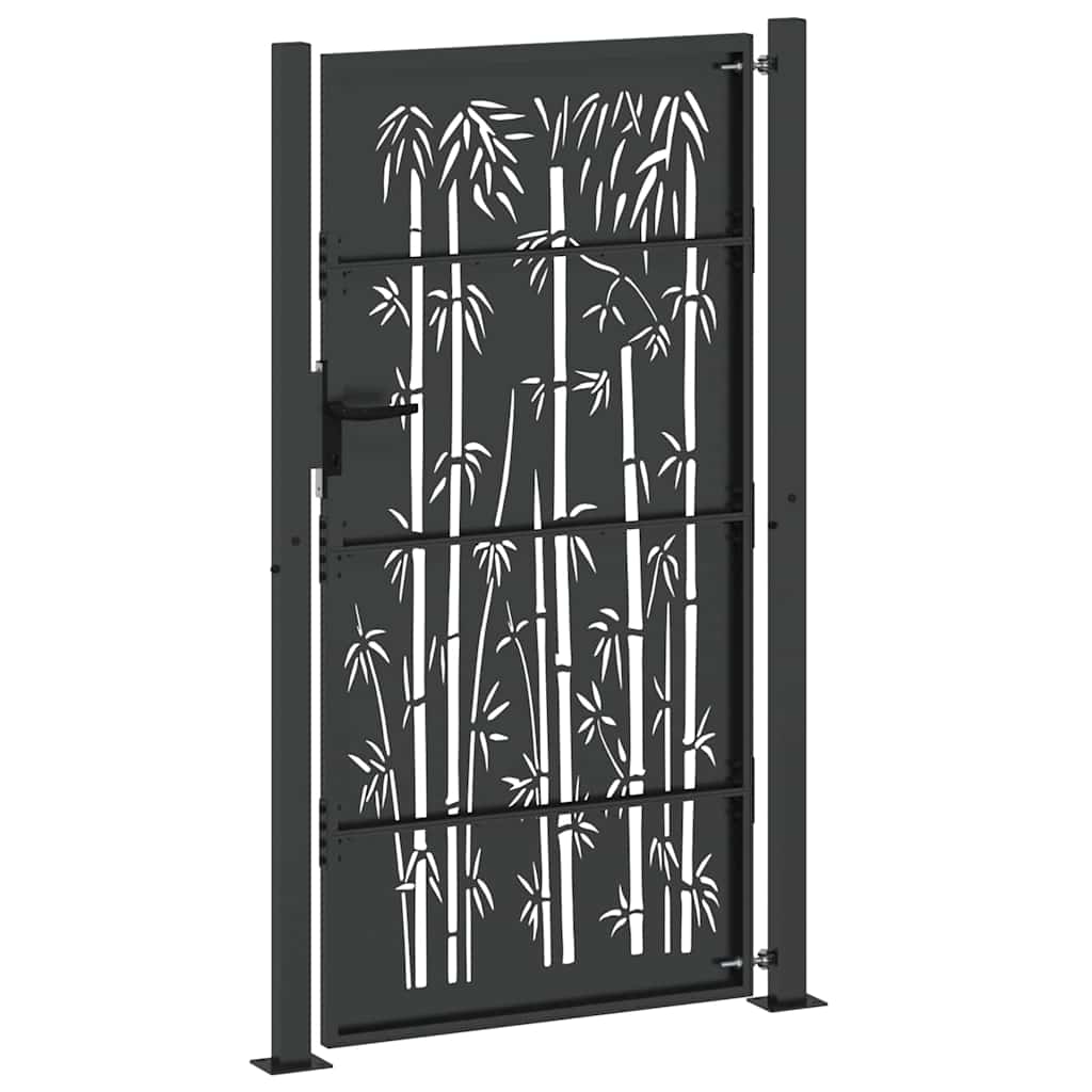 Haveport 110 x 205 cm Pulverlakeret stål Sort Låses