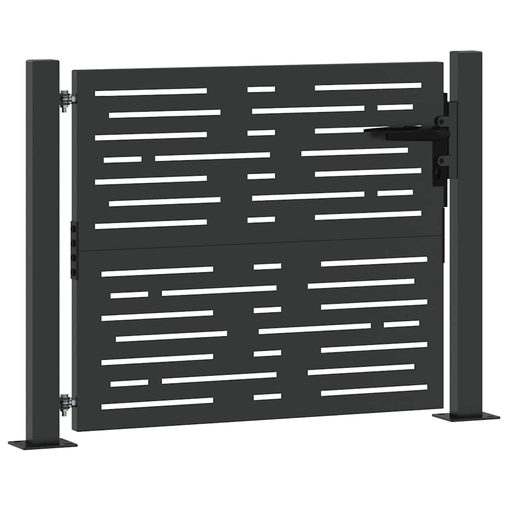 Haveport med lås Sort 110 x 105 cm Pulverlakeret stål