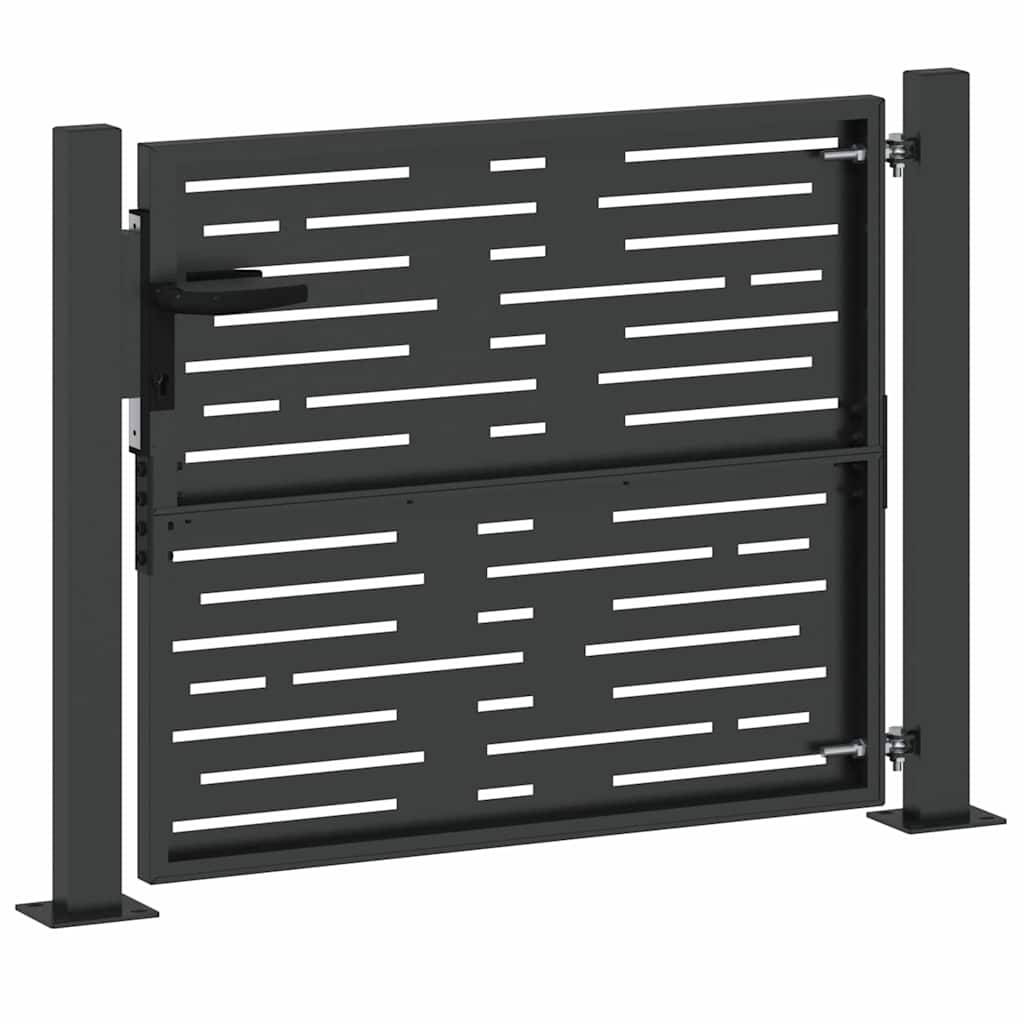 Haveport med lås Sort 110 x 105 cm Pulverlakeret stål