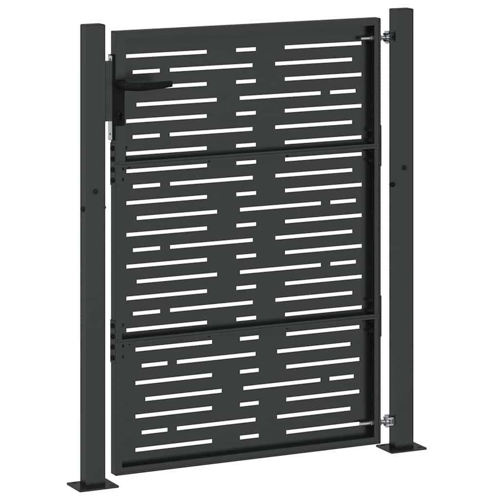 Haveport med lås Sort 110 x 155 cm Pulverlakeret stål