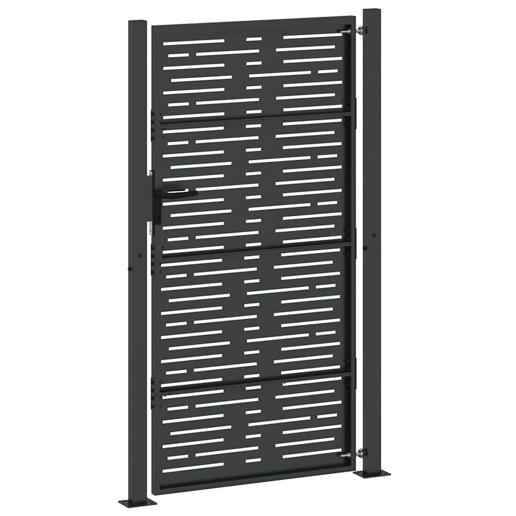 Haveport med lås Sort 110 x 180 cm Pulverlakeret stål