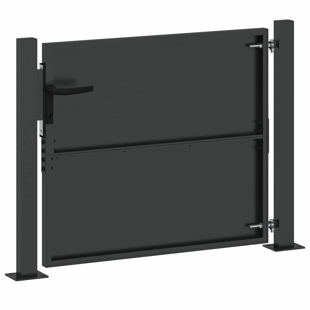 Haveport med lås Sort 110 x 105 cm Pulverlakeret stål