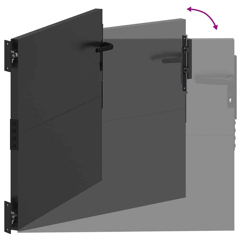 Haveport med lås Sort 110 x 105 cm Pulverlakeret stål