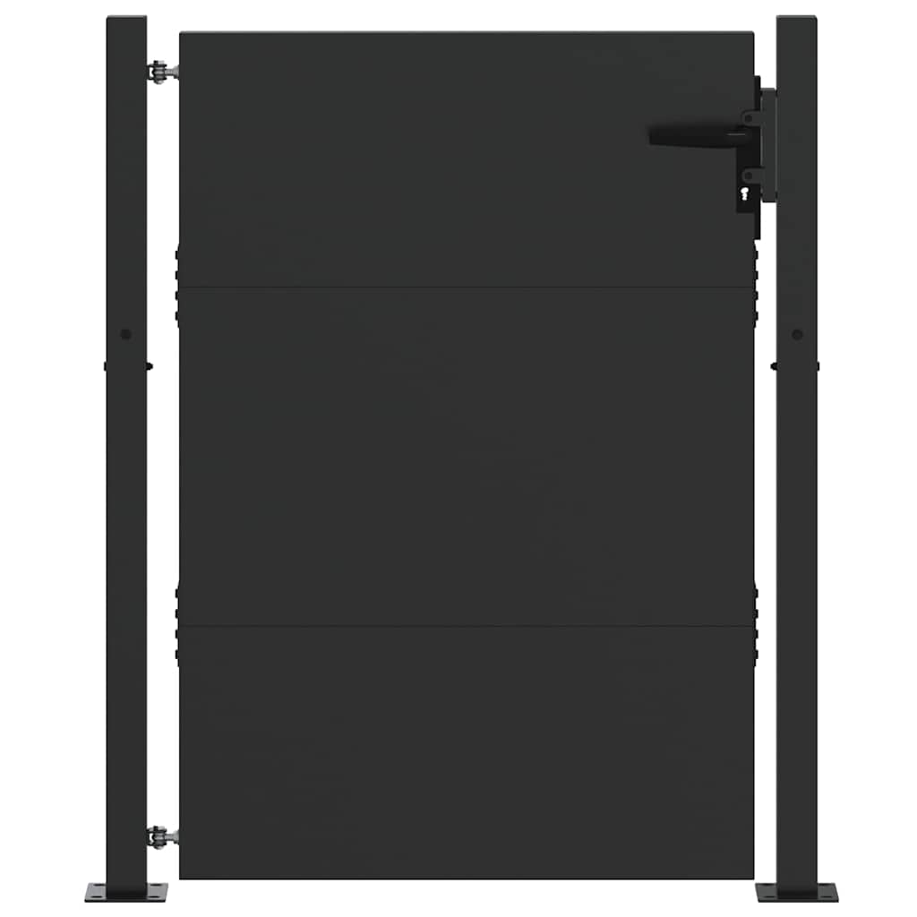 Haveport med lås Sort 105 x 130 cm Pulverlakeret stål