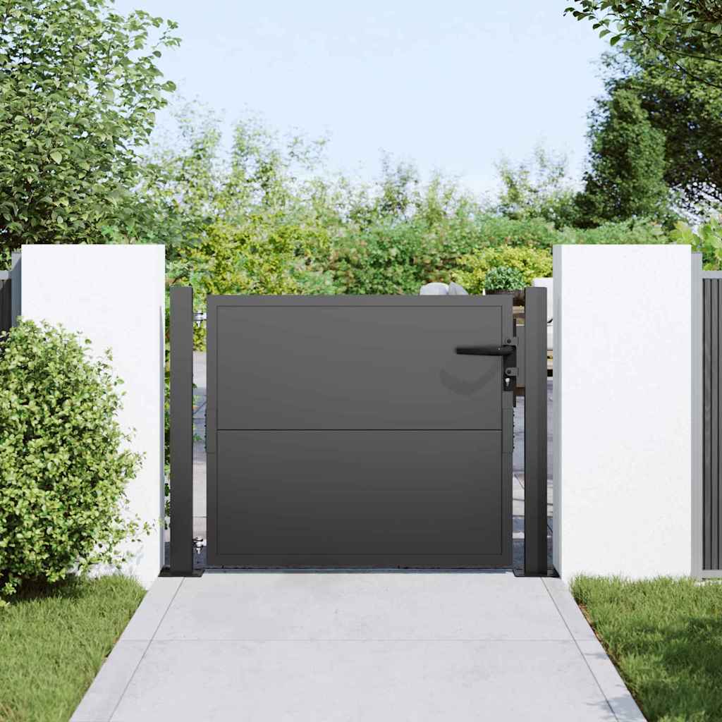 Haveport 110 x 105 cm Pulverlakeret stål Sort Låses