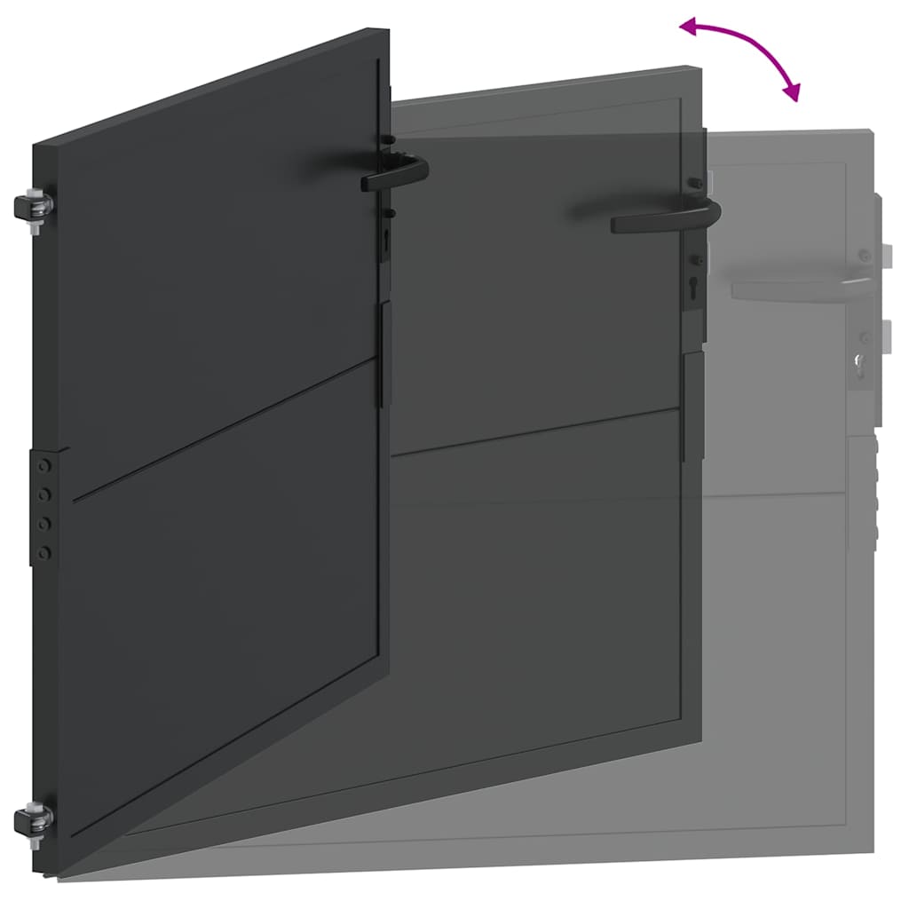 Haveport 110 x 105 cm Pulverlakeret stål Sort Låses