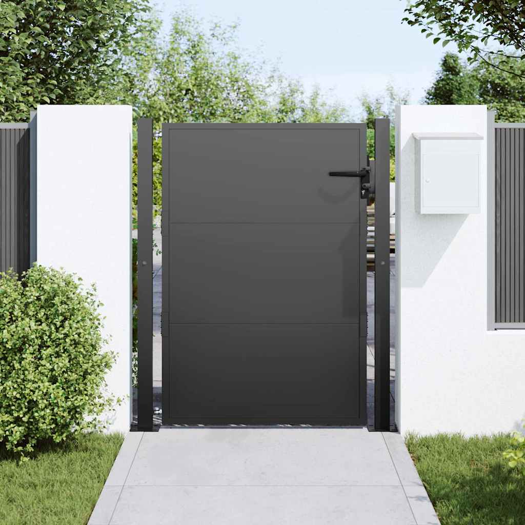 Haveport 110 x 130 cm Pulverlakeret stål Sort Låses