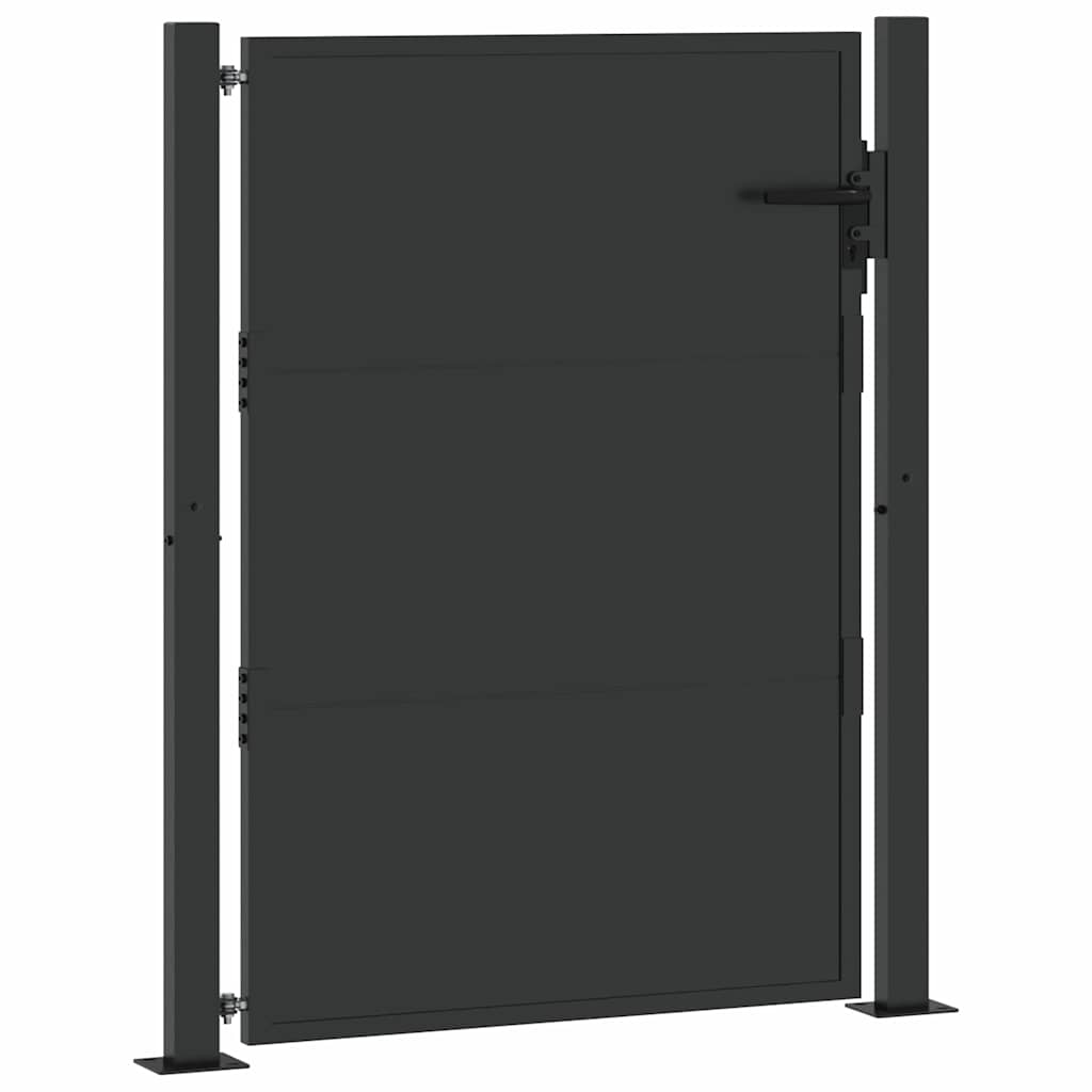 Haveport 110 x 130 cm Pulverlakeret stål Sort Låses