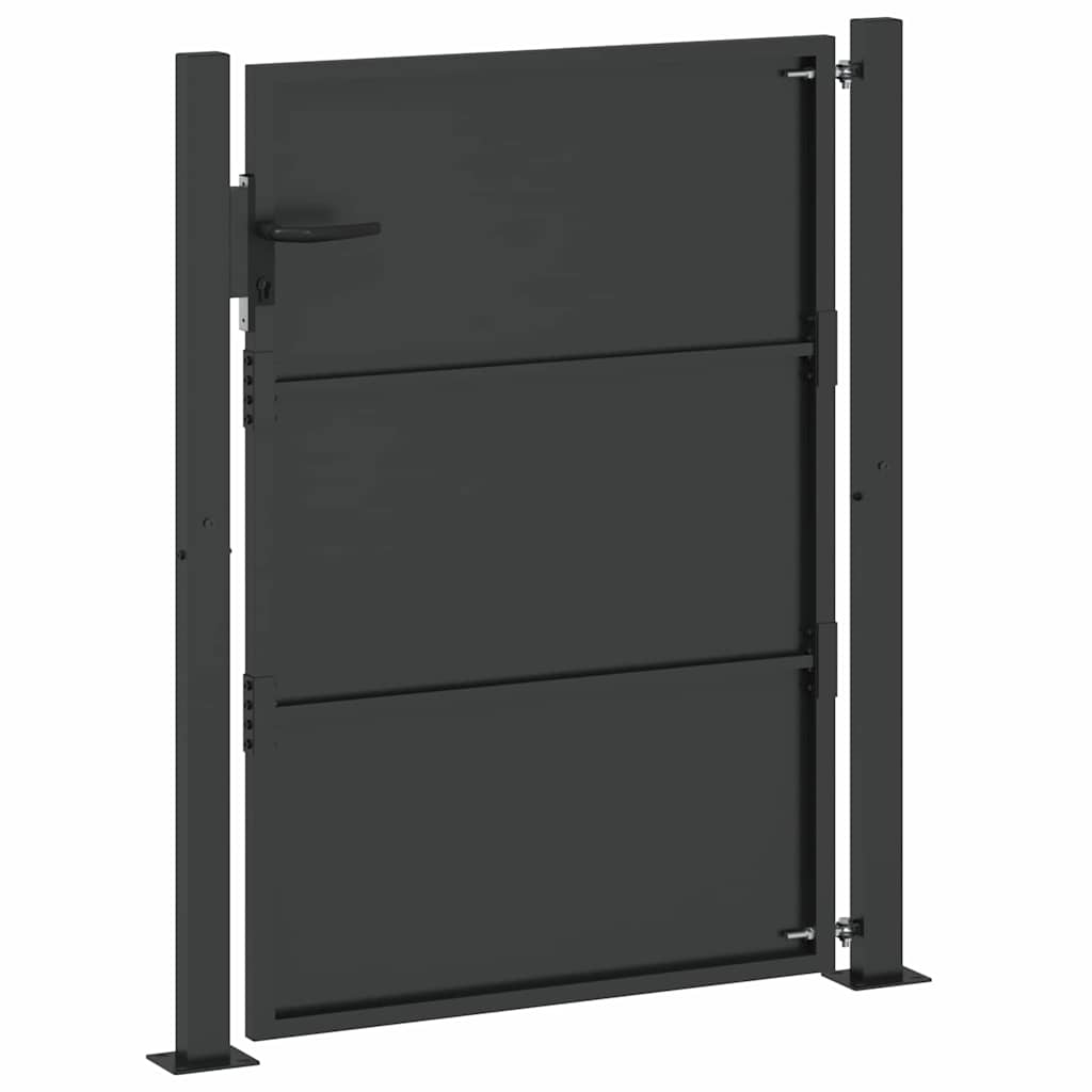 Haveport 110 x 130 cm Pulverlakeret stål Sort Låses