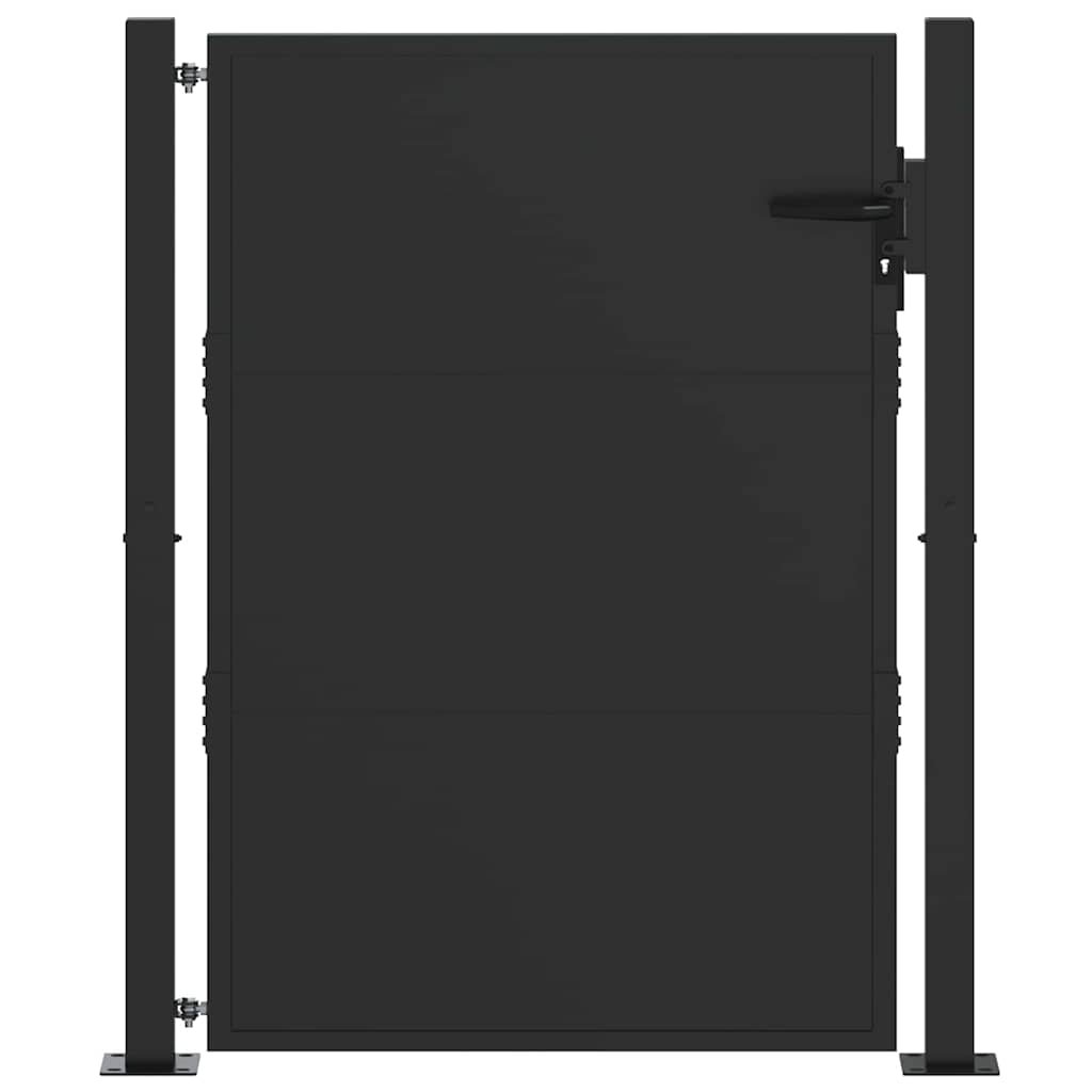 Haveport 110 x 130 cm Pulverlakeret stål Sort Låses