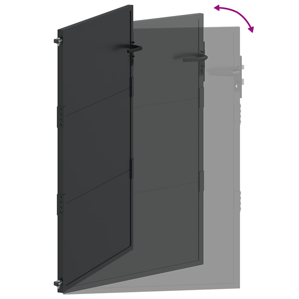 Haveport 110 x 130 cm Pulverlakeret stål Sort Låses