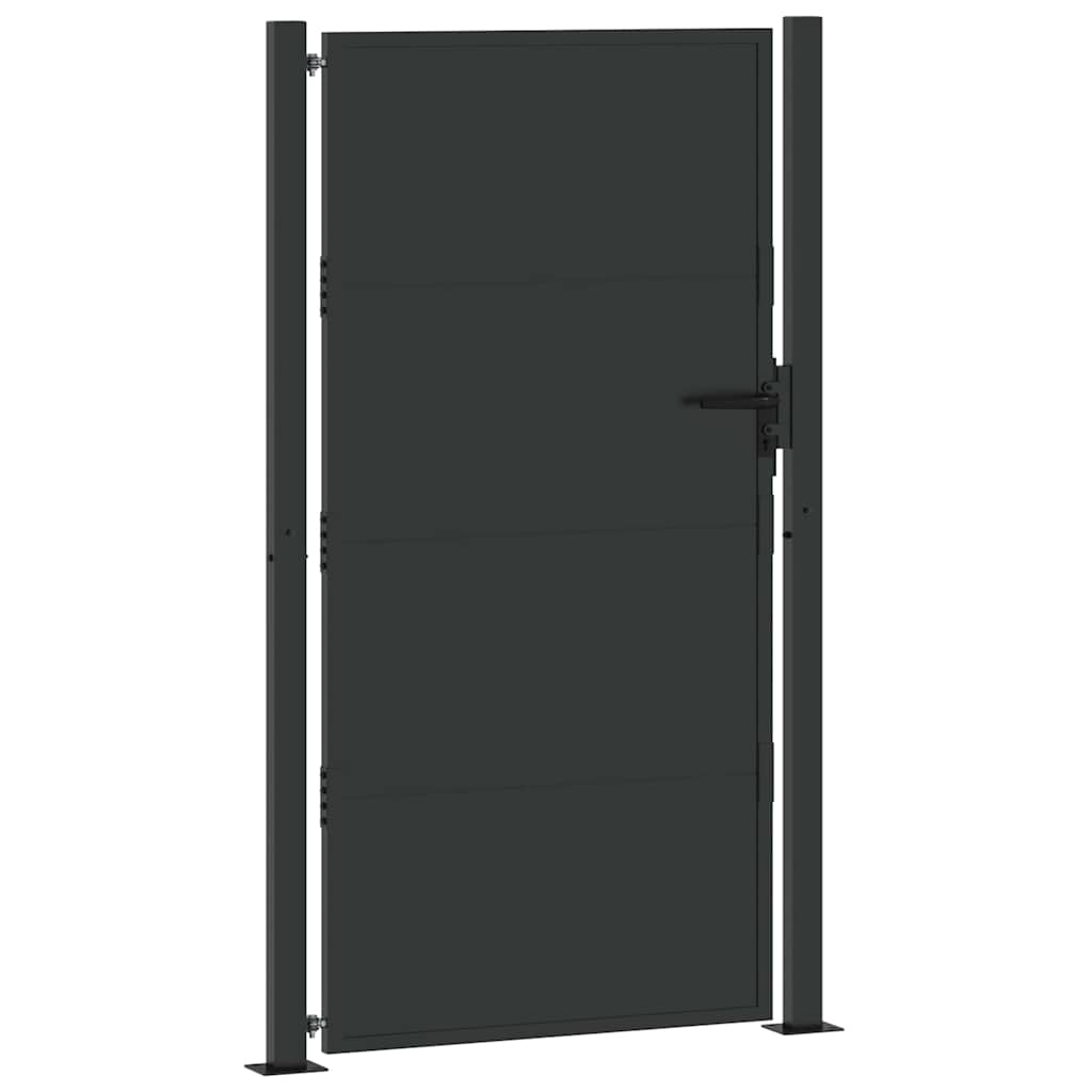 Haveport 110 x 180 cm Pulverlakeret stål Sort Låses