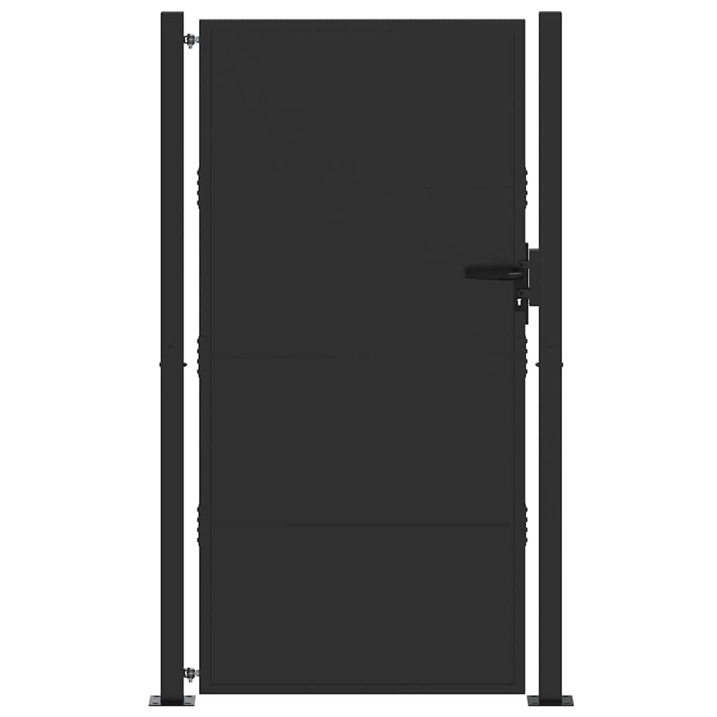 Haveport 110 x 180 cm Pulverlakeret stål Sort Låses