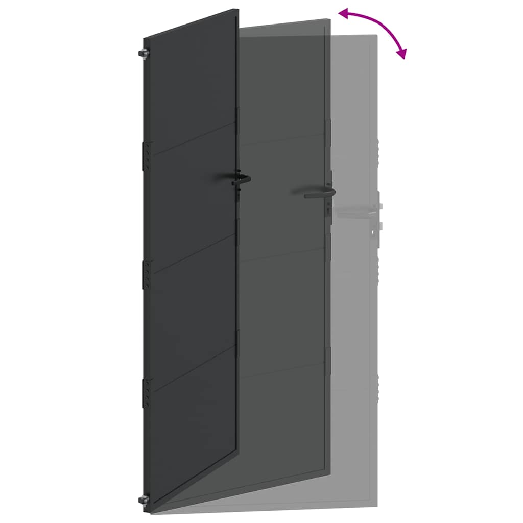 Haveport 110 x 180 cm Pulverlakeret stål Sort Låses