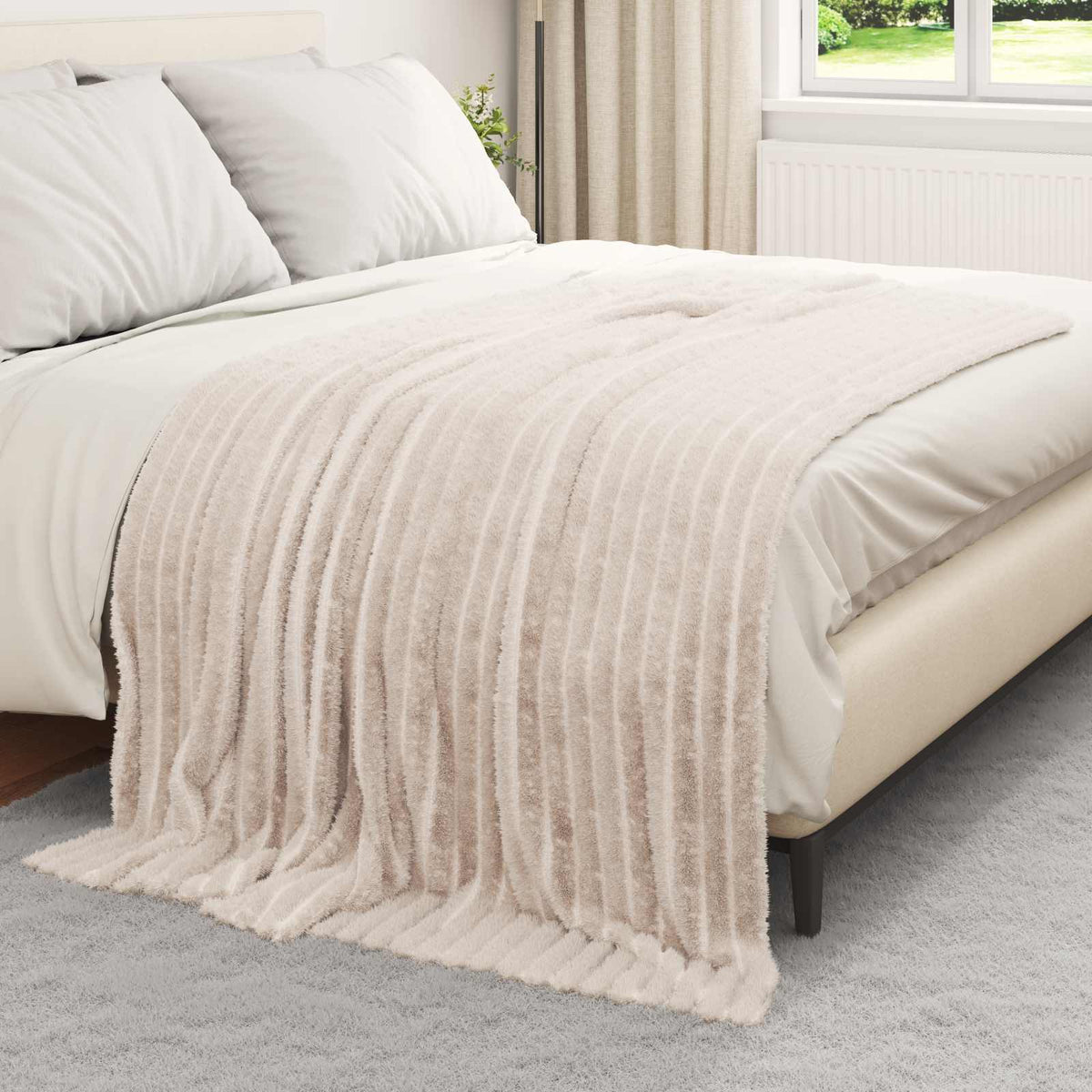 Tæppe Beige 200 x 150 cm 0.8 kg Fleece