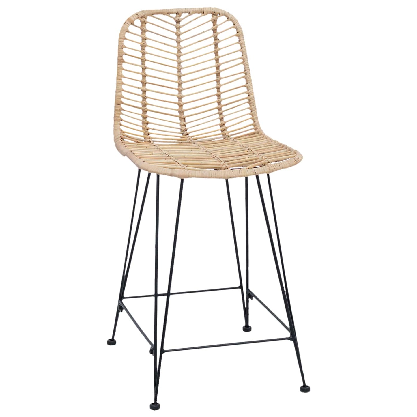 Barstol 2 stk. Naturfarvet 44,5 x 54,5 x 97,5 cm Rattan og Jern