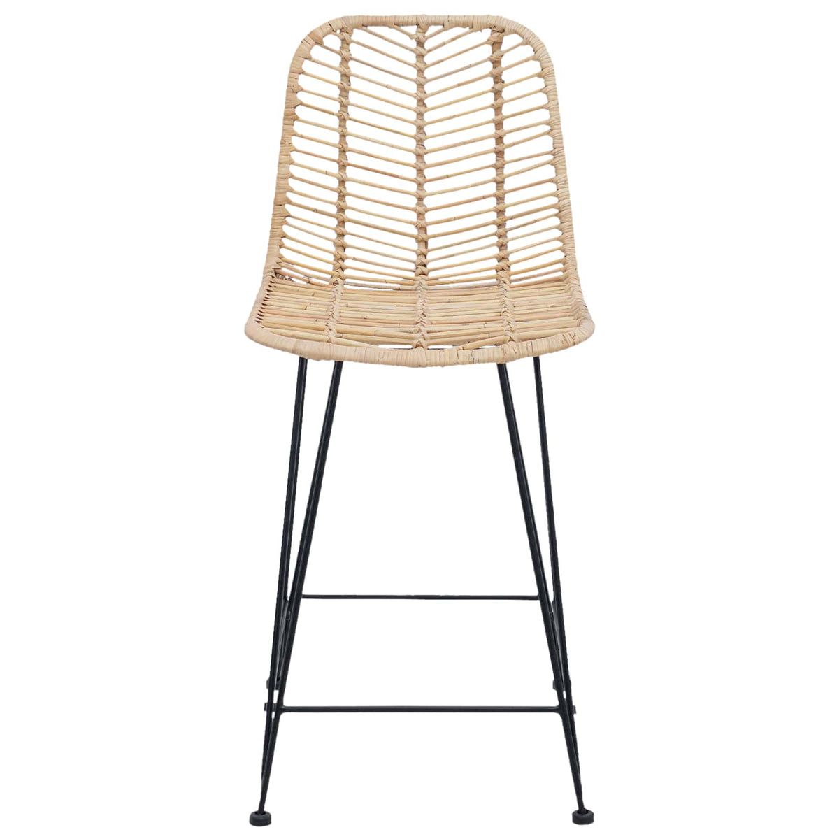 Barstol 2 stk. Naturfarvet 44,5 x 54,5 x 97,5 cm Rattan og Jern
