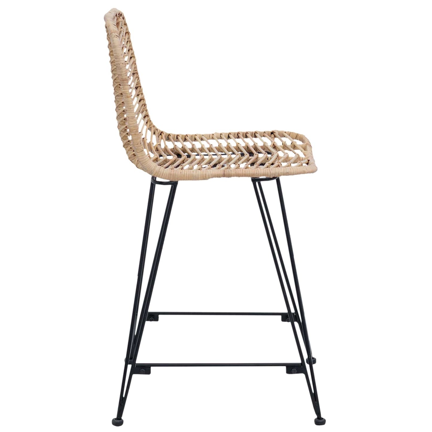 Barstol 2 stk. Naturfarvet 44,5 x 54,5 x 97,5 cm Rattan og Jern