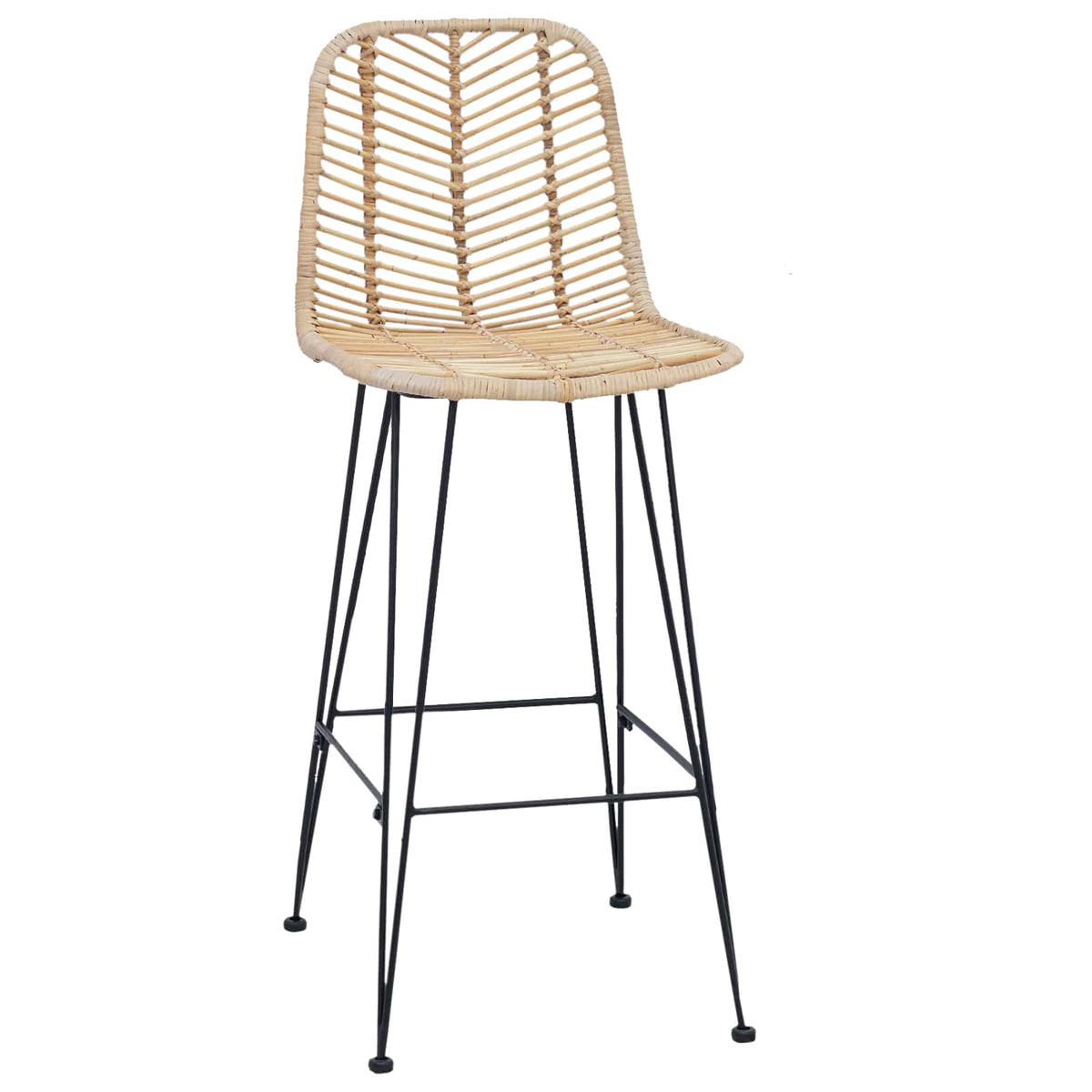 Barstol 2 stk. Naturfarvet 44 x 53 x 111 cm Rattan og Jern