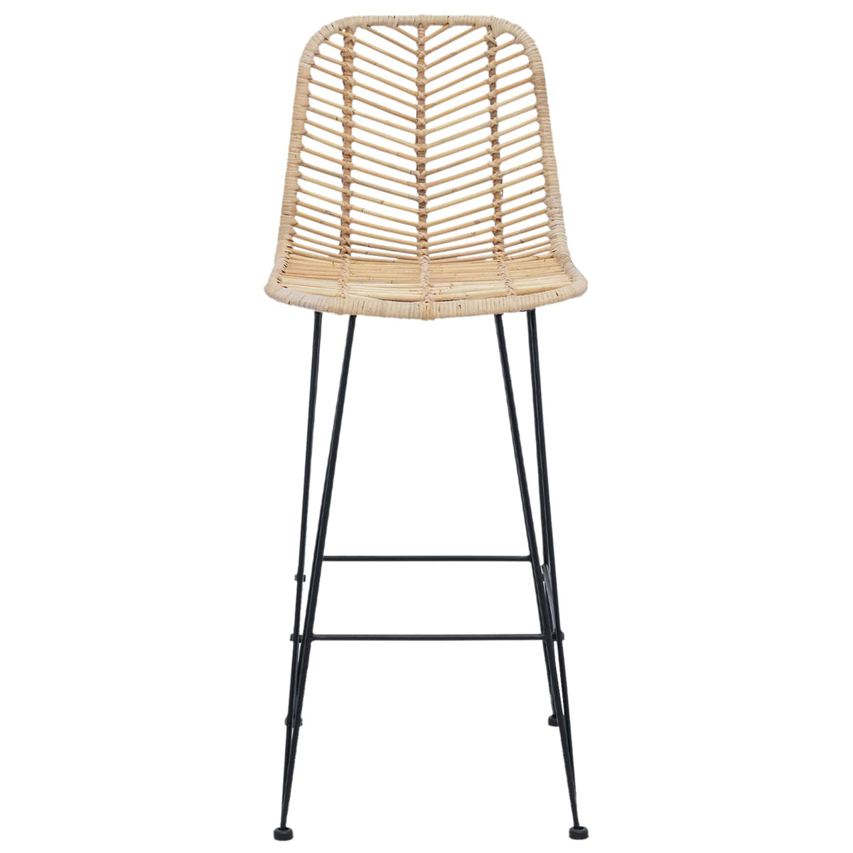 Barstol 2 stk. Naturfarvet 44 x 53 x 111 cm Rattan og Jern