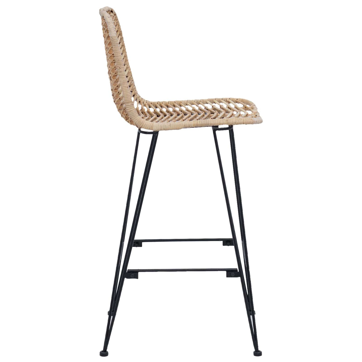 Barstol 2 stk. Naturfarvet 44 x 53 x 111 cm Rattan og Jern