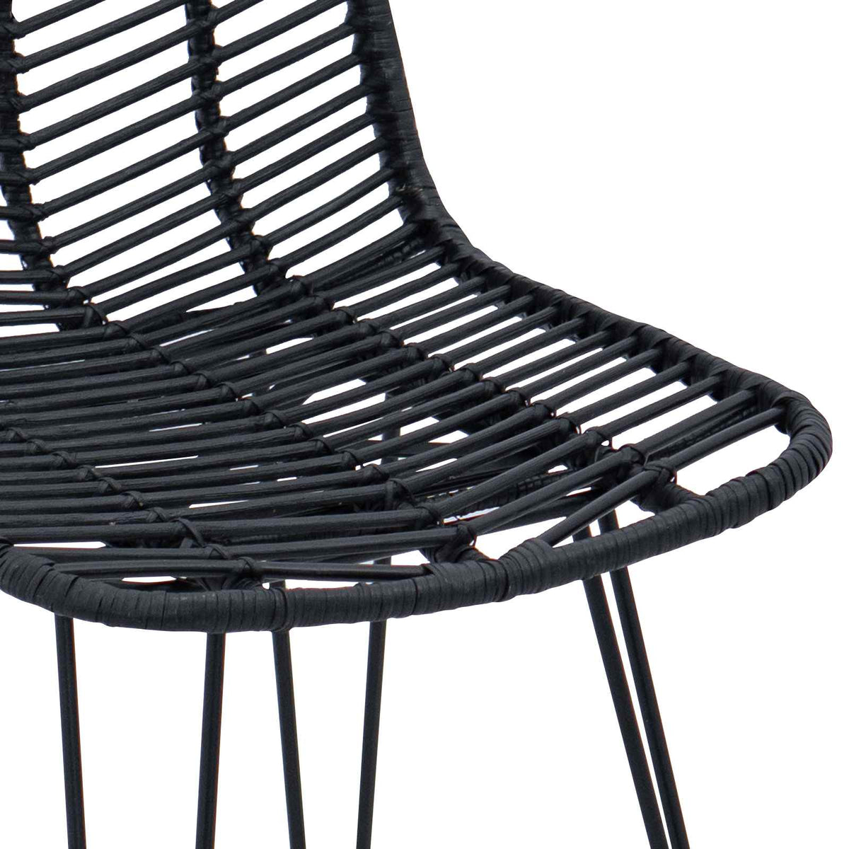 Barstol 2 stk. Sort 44,5 x 54,5 x 97,5 cm Rattan og Jern