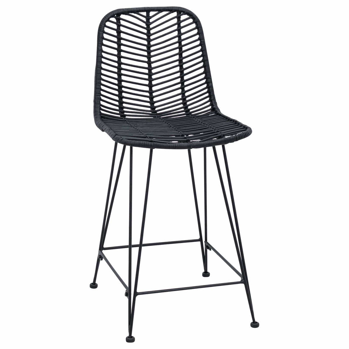 Barstol 2 stk. Sort 44,5 x 54,5 x 97,5 cm Rattan og Jern
