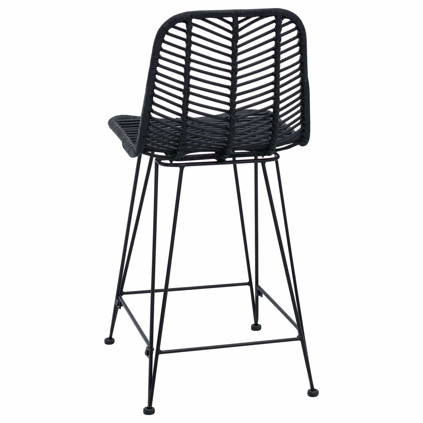 Barstol 2 stk. Sort 44,5 x 54,5 x 97,5 cm Rattan og Jern