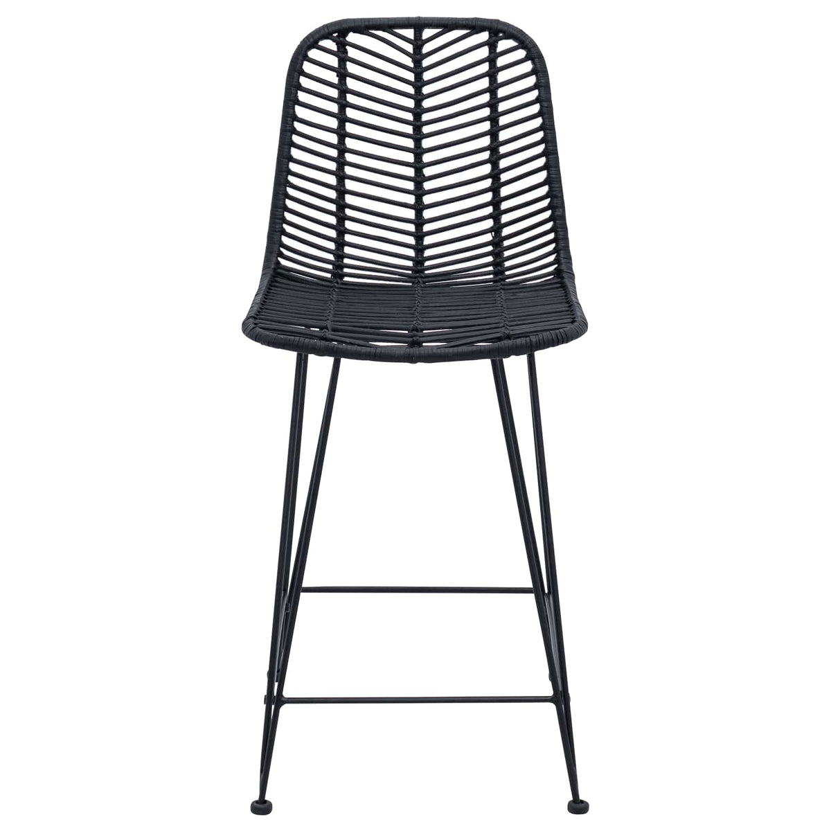 Barstol 2 stk. Sort 44,5 x 54,5 x 97,5 cm Rattan og Jern